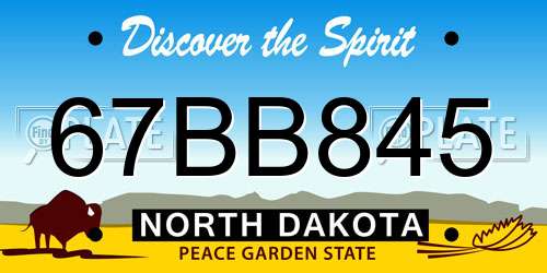 67BB845 North Dakota License Plate