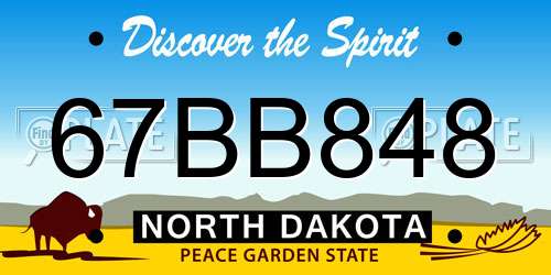 67BB848 North Dakota License Plate