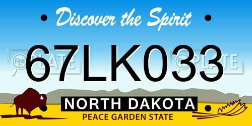 67LK033 North Dakota License Plate