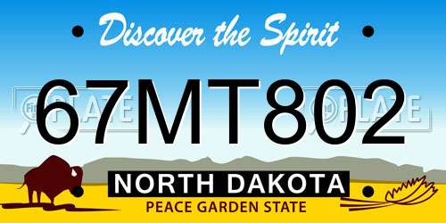 67MT802 North Dakota License Plate