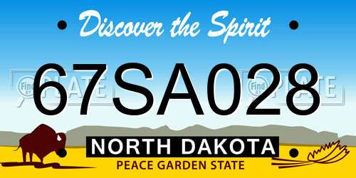 67SA028 North Dakota License Plate