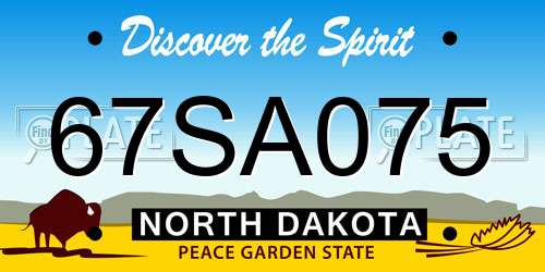 67SA075 North Dakota License Plate
