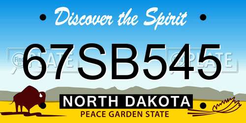 67SB545 North Dakota License Plate