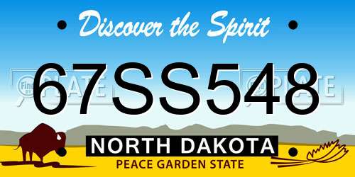67SS548 North Dakota License Plate