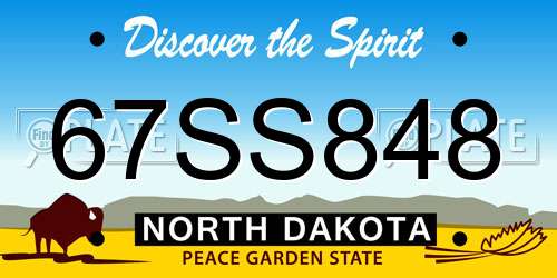 67SS848 North Dakota License Plate