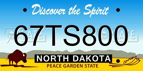 67TS800 North Dakota License Plate