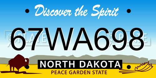 67WA698 North Dakota License Plate