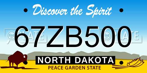 67ZB500 North Dakota License Plate