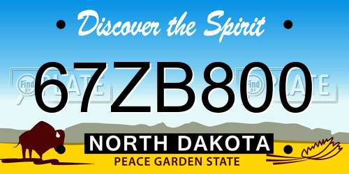 67ZB800 North Dakota License Plate