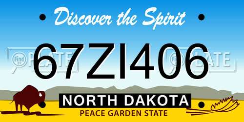 67ZI406 North Dakota License Plate