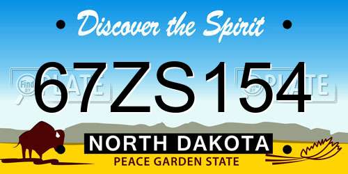 67ZS154 North Dakota License Plate