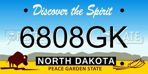 6808GK North Dakota License Plate