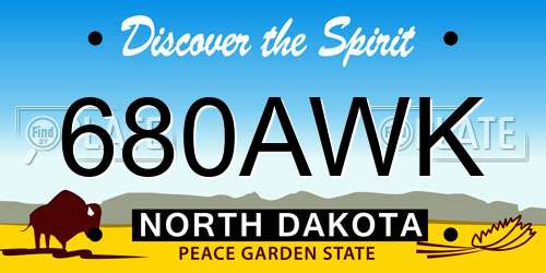 680AWK North Dakota License Plate