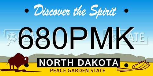680PMK North Dakota License Plate