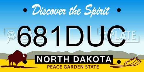 681DUC North Dakota License Plate