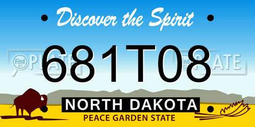681T08 North Dakota License Plate