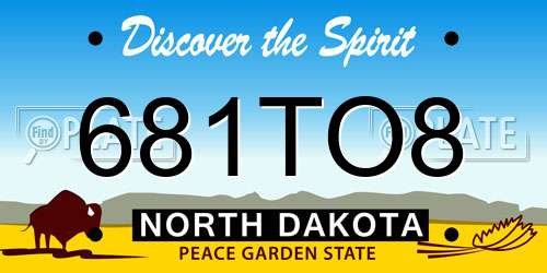 681TO8 North Dakota License Plate