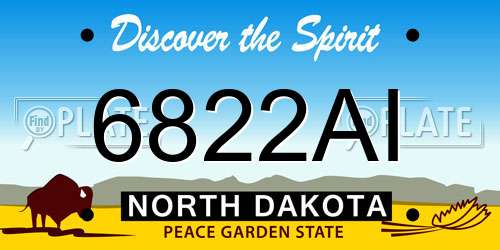 6822AI North Dakota License Plate