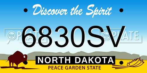 6830SV North Dakota License Plate