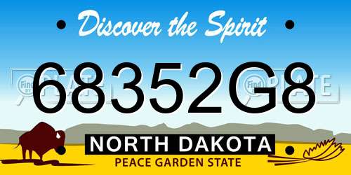 68352G8 North Dakota License Plate