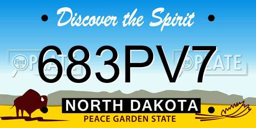 683PV7 North Dakota License Plate