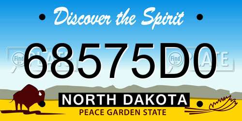 68575D0 North Dakota License Plate