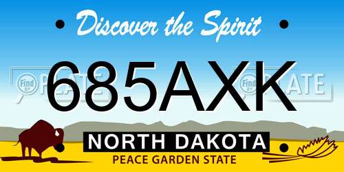 685AXK North Dakota License Plate