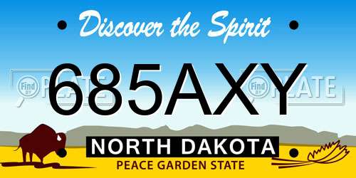 685AXY North Dakota License Plate