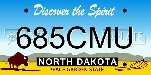 685CMU North Dakota License Plate