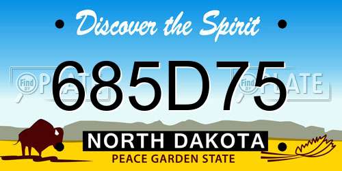 685D75 North Dakota License Plate