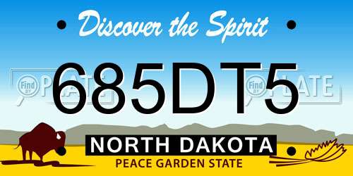 685DT5 North Dakota License Plate