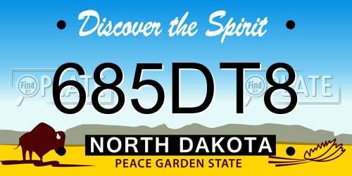 685DT8 North Dakota License Plate