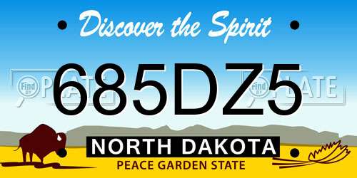 685DZ5 North Dakota License Plate