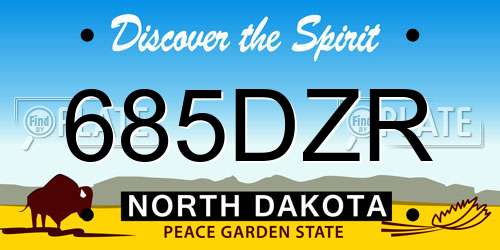 685DZR North Dakota License Plate