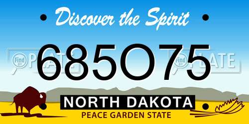 685O75 North Dakota License Plate