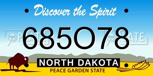 685O78 North Dakota License Plate