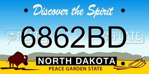 6862BD North Dakota License Plate