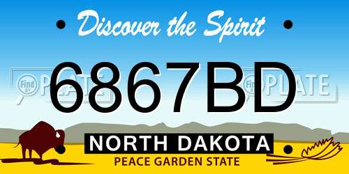 6867BD North Dakota License Plate