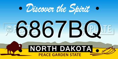 6867BQ North Dakota License Plate
