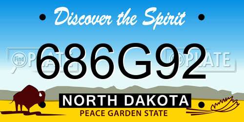 686G92 North Dakota License Plate