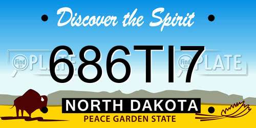 686TI7 North Dakota License Plate