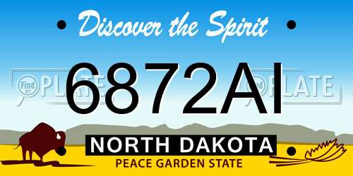 6872AI North Dakota License Plate