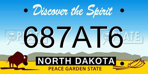 687AT6 North Dakota License Plate