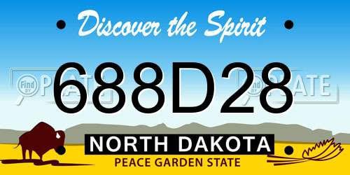 688D28 North Dakota License Plate