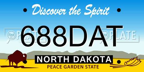 688DAT North Dakota License Plate