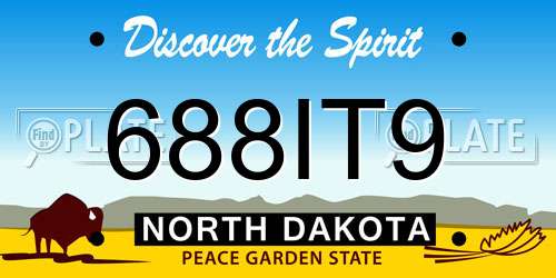 688IT9 North Dakota License Plate