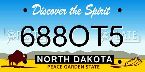 688OT5 North Dakota License Plate
