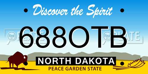 688OTB North Dakota License Plate