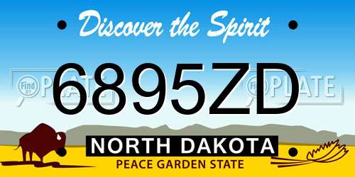 6895ZD North Dakota License Plate