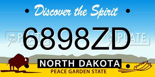 6898ZD North Dakota License Plate